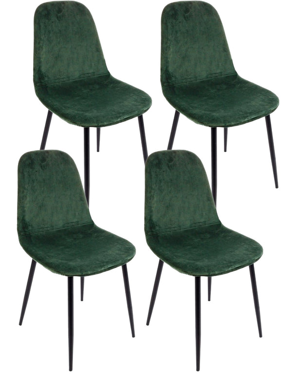 prezzo Lot de 4 chaises Irelia 52,5x42,5x90 cm en velours vert foncé