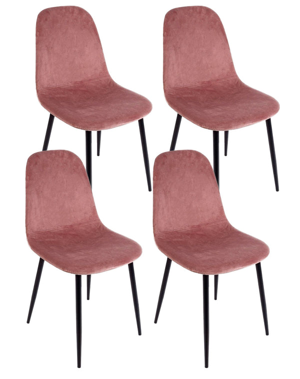 Lot de 4 chaises Irelia 52,5x42,5x90 cm en velours rose online