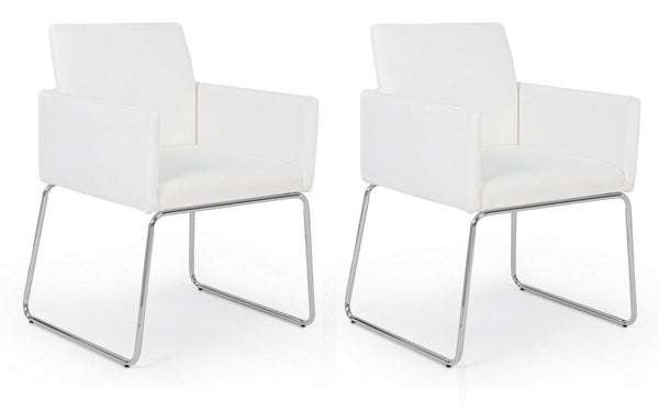 prezzo Lot de 2 chaises Sixty rembourrées 60x54x80,5 cm en simili cuir blanc