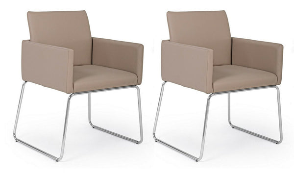 Lot de 2 chaises rembourrées Sixty 60x54x80,5 cm en simili cuir gris tourterelle prezzo