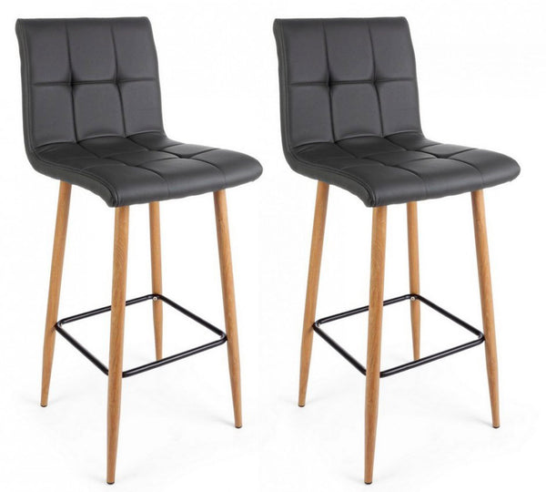 Lot de 2 tabourets Bruce 46x40x108 cm en simili cuir gris foncé sconto