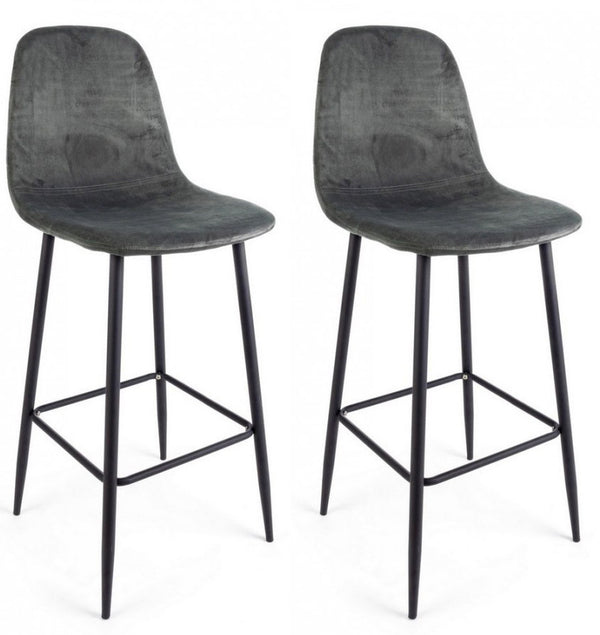 sconto Lot de 2 tabourets 46x39x103 cm Irelia en velours gris foncé