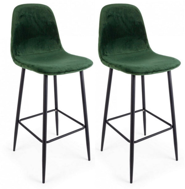 prezzo Lot de 2 tabourets 46x39x103 cm Irelia en velours vert foncé