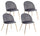 Lot de 4 chaises 49x55x77h cm Tanya velours gris foncé