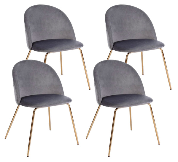 prezzo Lot de 4 chaises 49x55x77h cm Tanya velours gris foncé