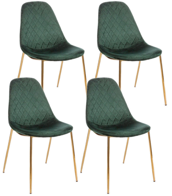 online Lot de 4 chaises rembourrées 48x55x85 cm Terry en velours vert foncé