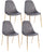 Lot de 4 chaises rembourrées 48x55x85 cm Terry en velours gris foncé