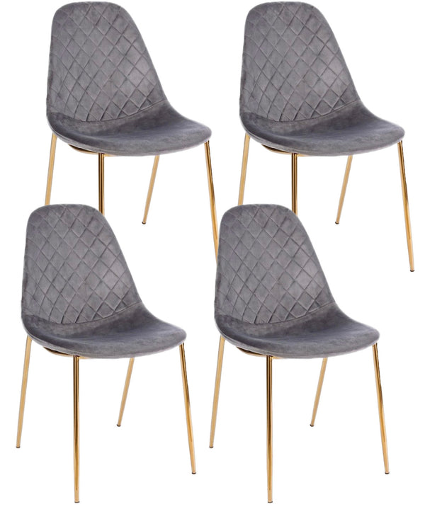 acquista Lot de 4 chaises rembourrées 48x55x85 cm Terry en velours gris foncé