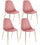 Lot de 4 chaises rembourrées 48x55x85 cm Terry en velours rose