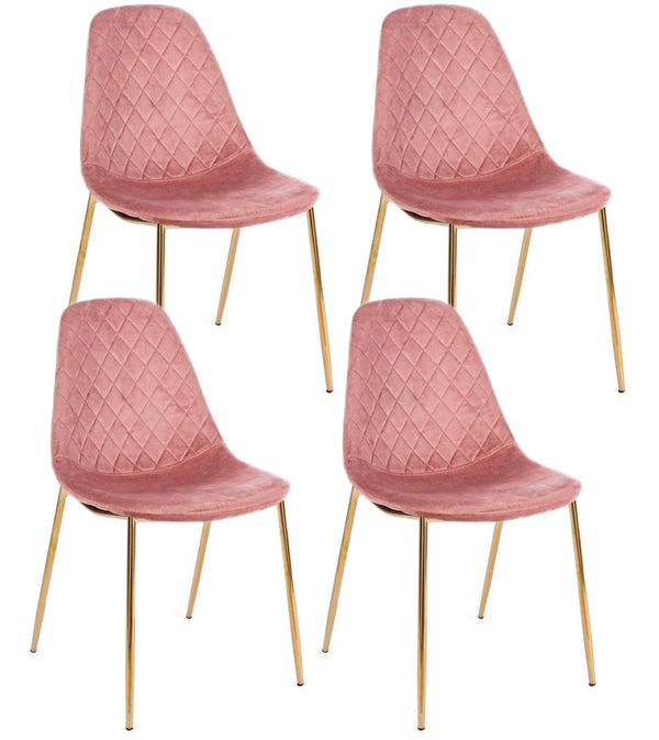 acquista Lot de 4 chaises rembourrées 48x55x85 cm Terry en velours rose