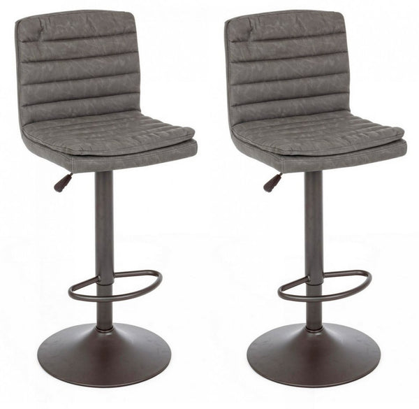 Lot de 2 tabourets réglables 41x50x94,5-115,5 cm Connor en simili cuir gris foncé vintage prezzo