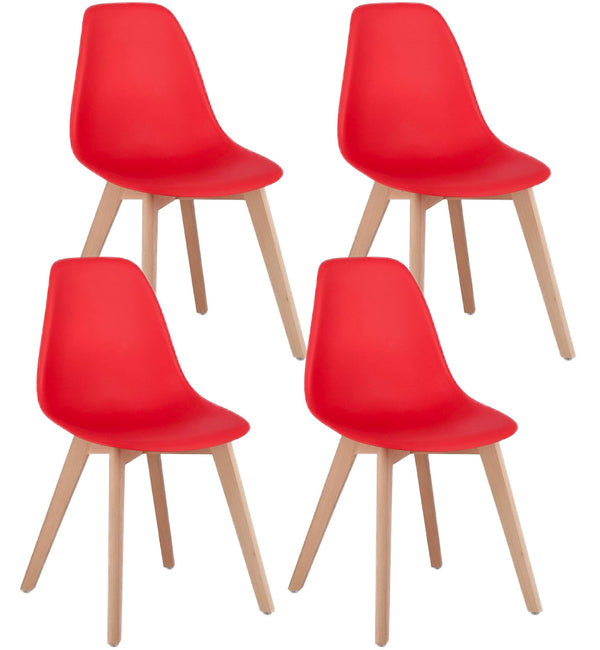 Lot de 4 chaises 51,5x46,5x86 cm Système en plastique rouge acquista