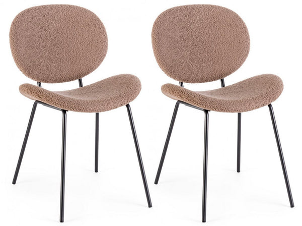 Lot de 2 chaises 52x59,5x79,5 cm Maddie en Bouclé Marron prezzo