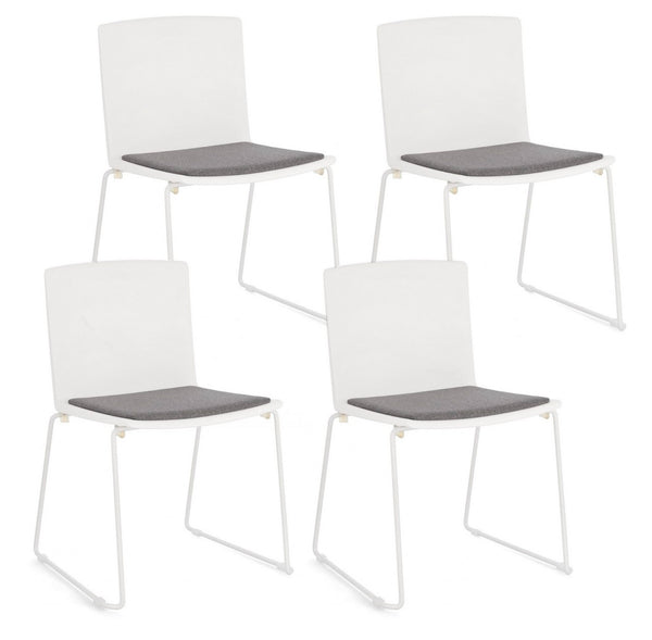 prezzo Lot de 4 chaises Giulia 43,5x50x79 cm en polyester blanc et blanc