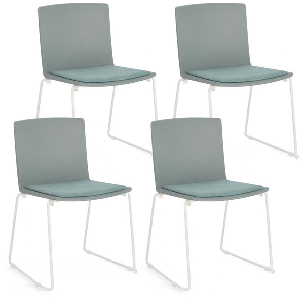 Lot de 4 chaises Giulia 43,5x50x79 cm en polyester blanc et vert sauge sconto