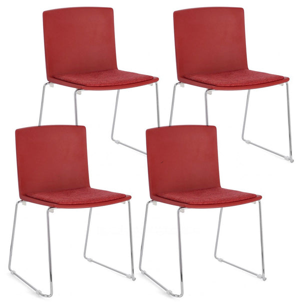 prezzo Lot de 4 chaises Giulia 43,5x50x79 cm en polyester chrome et rouge