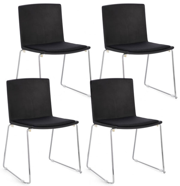 prezzo Lot de 4 chaises Giulia 43,5x50x79 cm en polyester chromé et noir