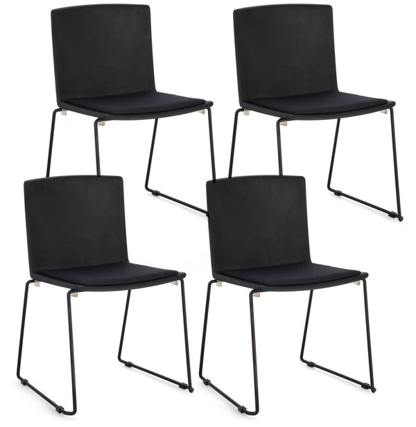 prezzo Lot de 4 chaises Giulia 43,5x50x79 cm en polyester noir et noir