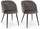 Lot de 2 chaises 53x57x81,5h cm Queen Velours Cadet Gris