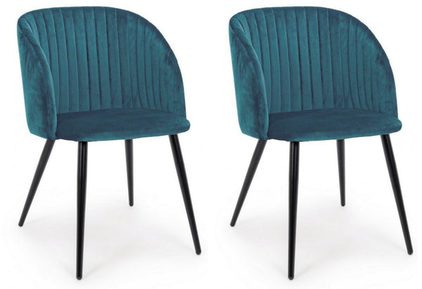 Lot de 2 chaises 53x57x81,5h cm Queen Velours Bleu acquista