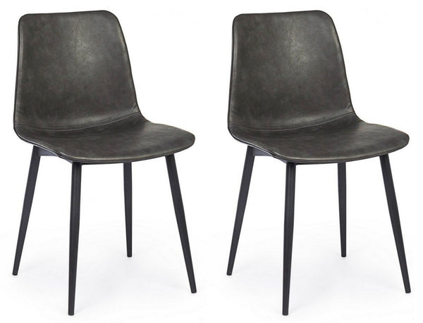 Lot de 2 chaises 44x50x80h cm Kyra Pu Anthracite Vintage prezzo