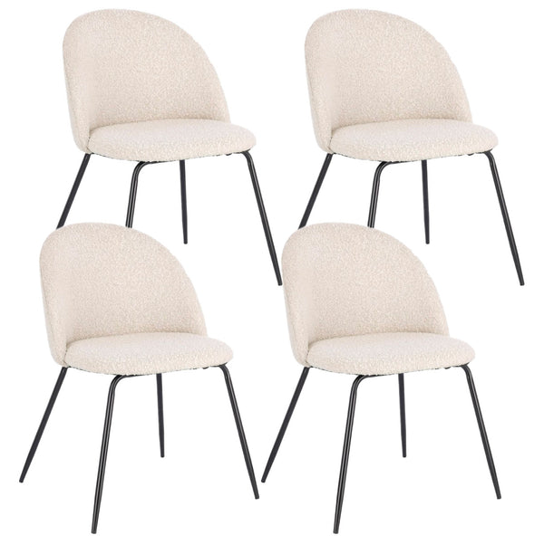 Lot de 4 chaises Tanya 49x55x77 cm en Bouclè Noir et Ivoire online