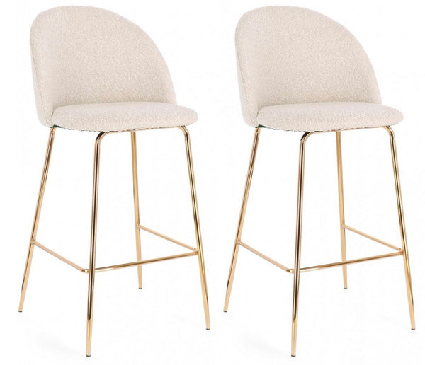 Lot de 2 tabourets 51x55x105 cm Carry en Bouclè Or et Ivoire prezzo