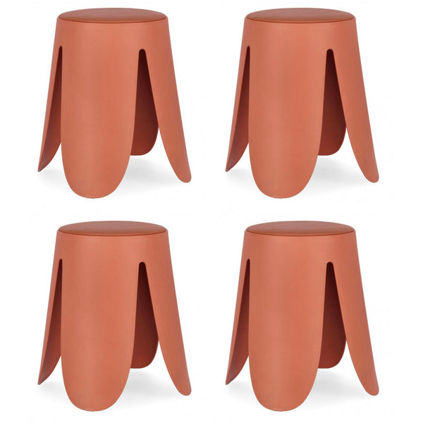 Set 4 Sgabelli  Ø37x47 cm in Similpelle Imogen Terracotta sconto