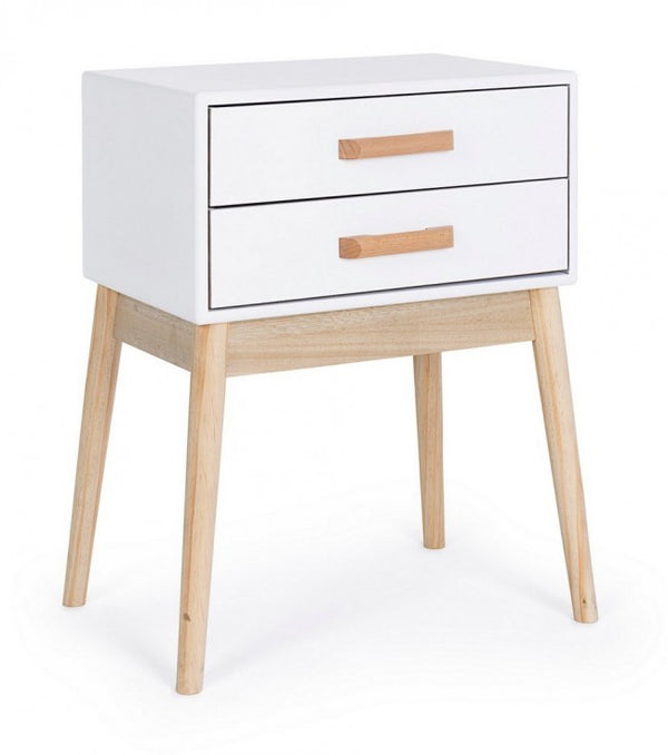 Commode 2 Tiroirs Blanc Ordinaire en Bois sconto