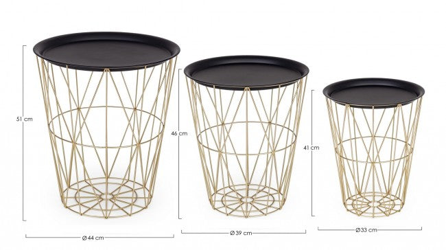 Set 3 Tavolini Contenitore Atom in Metallo-2