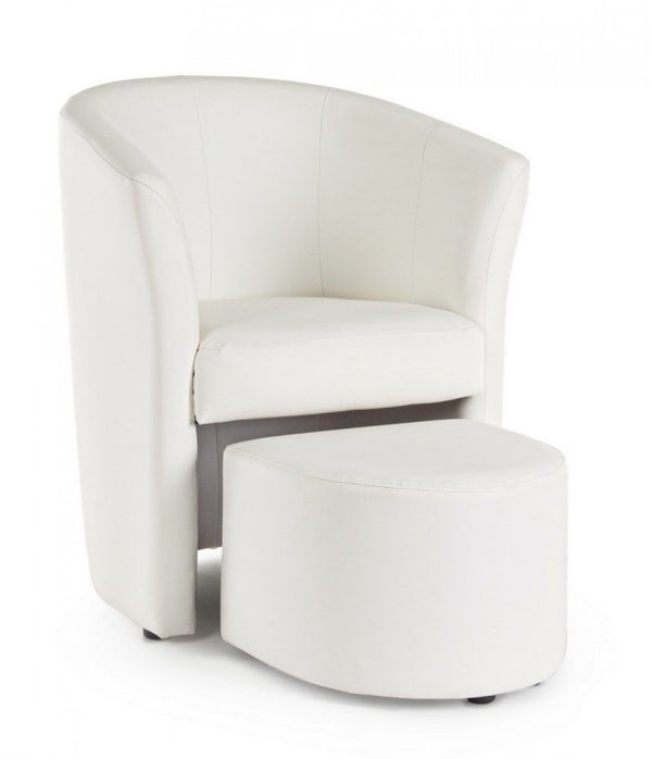 Fauteuil Rita avec Pouf en Similicuir Blanc online