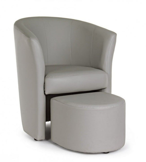 online Fauteuil Rita avec pouf en similicuir gris