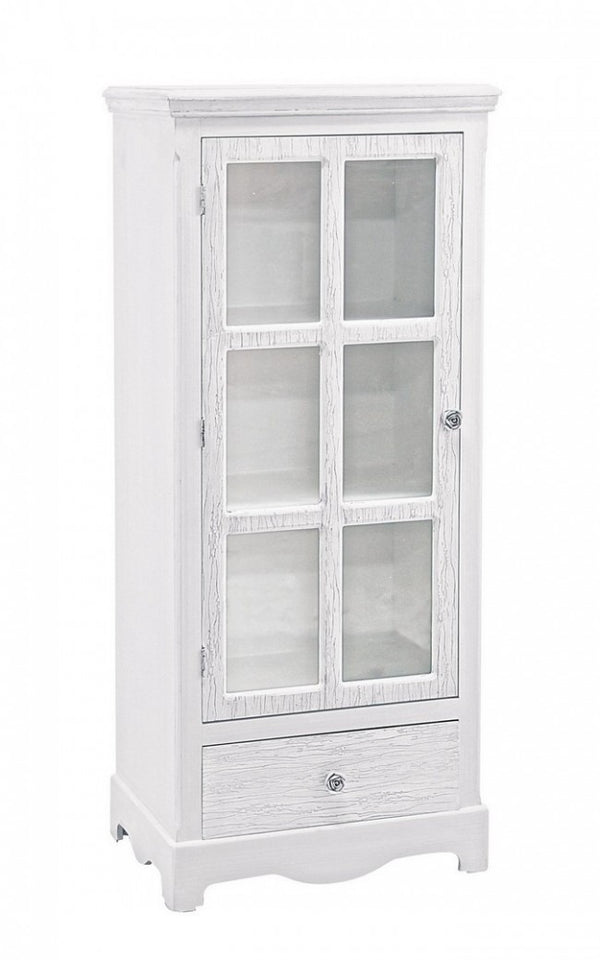 Blanc Vitrine 1 Porte 1 Tiroir H114 en Bois acquista