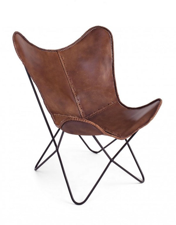 Fauteuil Eaton marron en cuir marron sconto