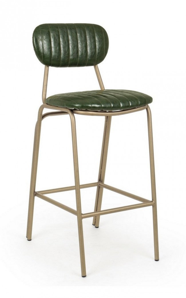 Sgabello Bar Addy Verde Scuro Imbottito in Similpelle-1