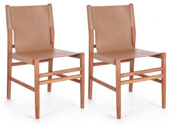 Lot de 2 chaises Caroline 48x58x85 cm en cuir taupe online