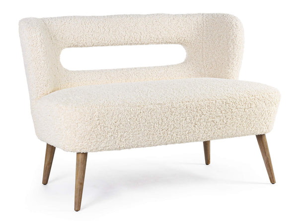 Canapé 2 places 115x68x78 cm en bois et polyester effet laine Cortina sconto