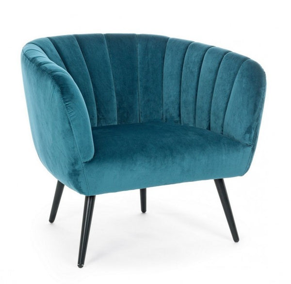 online Fauteuil Velours Bleu Paon Avril