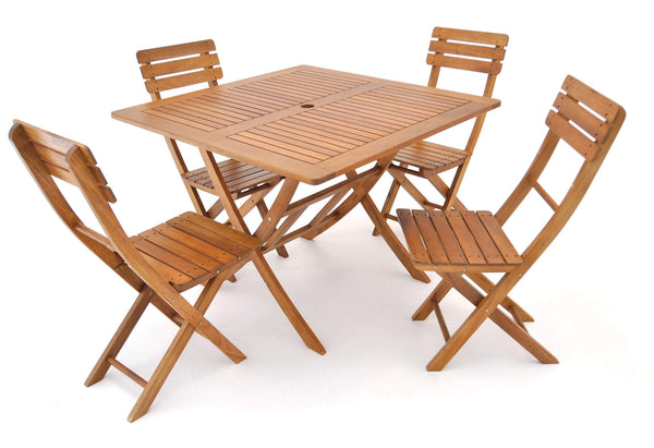 prezzo Ensemble de table et 4 chaises de jardin pliantes en bois