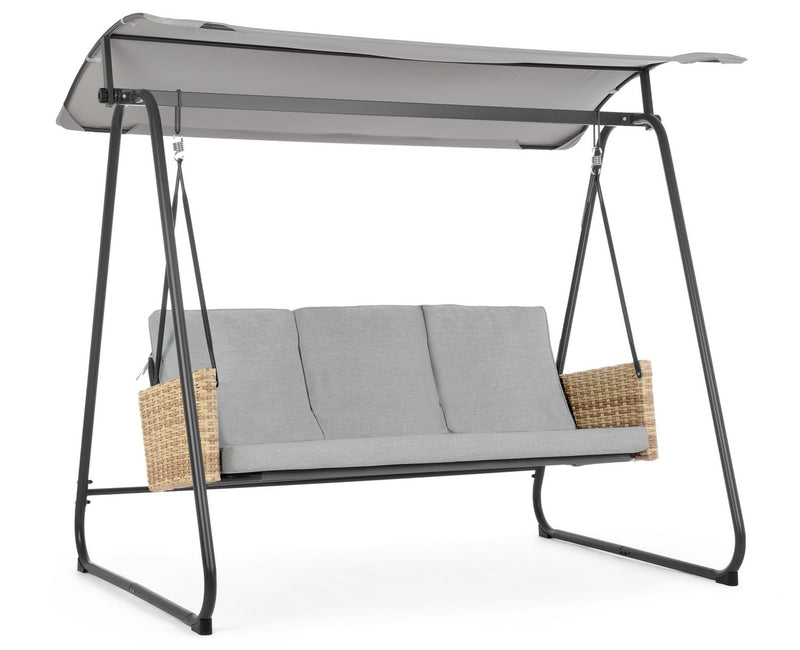 Dondolo 3 Posti da Giardino 210x138x182 cm in Acciaio Easy Grigio-1