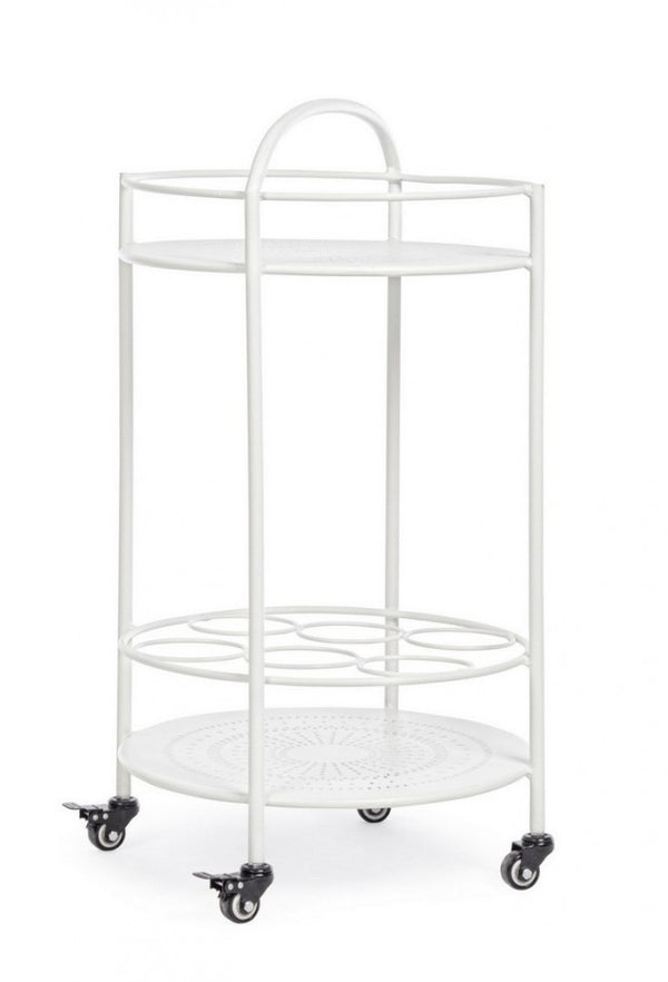 Trolley avec porte-bouteille en métal blanc Burton sconto