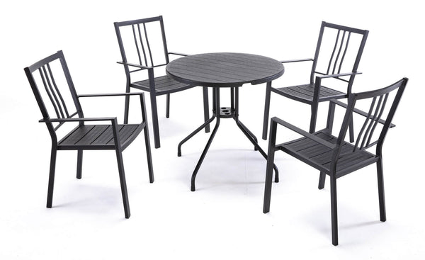 sconto Table de jardin 4 chaises en acier noir