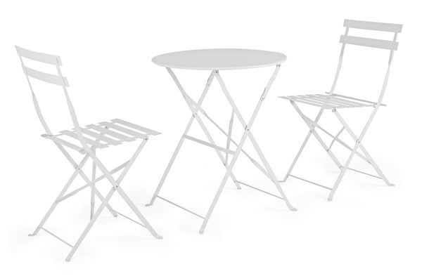 Ensemble Table Basse et 2 Chaises de Jardin Pliantes en Acier Blanc online