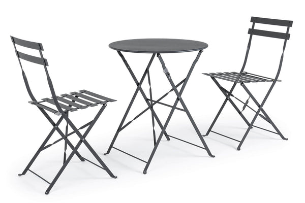 prezzo Ensemble Table Basse et 2 Chaises de Jardin Pliantes en Acier Anthracite