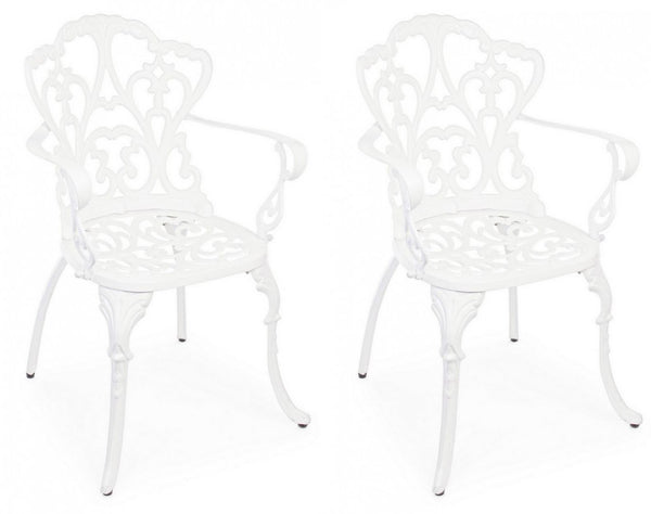 Lot de 2 chaises de jardin 57,5x58x87,5h cm avec accoudoirs Victoria Blanc sconto