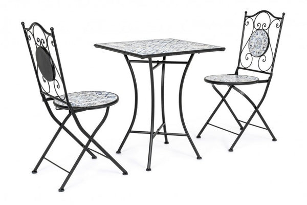 Set de Table Basse et 2 Chaises de Jardin Pliantes Erice en Acier sconto