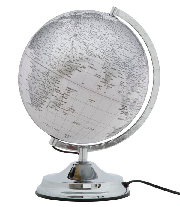 sconto Globe Blanc avec Lumière Ø25x38 cm en Fer et Plastique Blanc et Argent