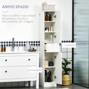 Colonna Bagno 1 Cassetto 2 Armadietti 30x28x170 cm in Legno truciolare e MDF Bianco Lucido-4