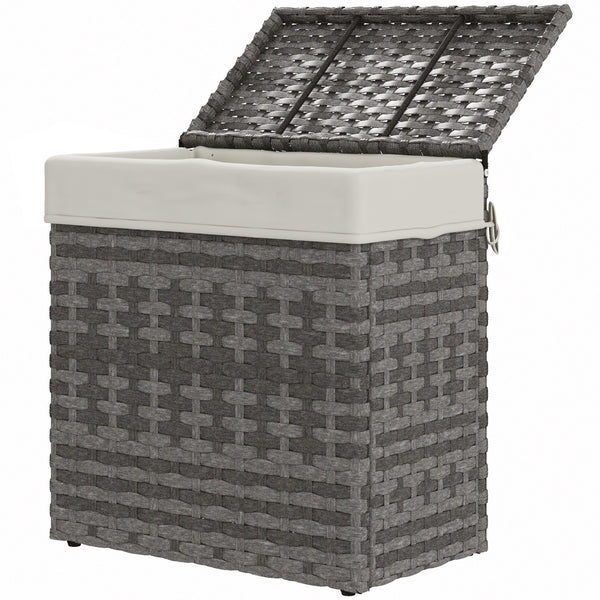 prezzo Baule Cesta Contenitore da Giardino e Casa 57x34x62 cm in Rattan con Tessuto Interno Grigio