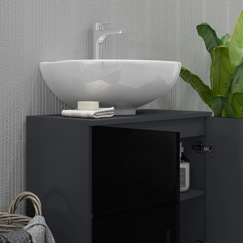 Mobile Sotto Lavabo Bagno per Piedistallo 60x30x60 cm in Legno Truciolare Nero-8